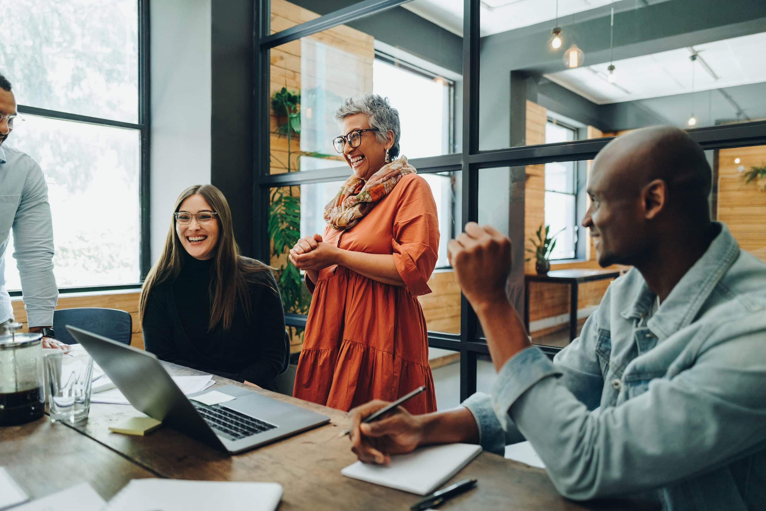 Professionals collaborating in an office